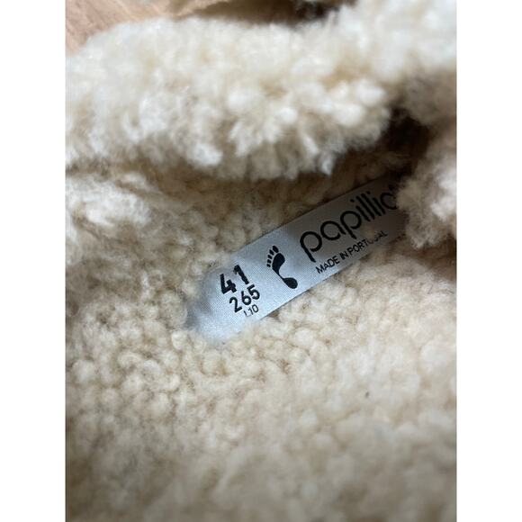 Papillio Arizona Big Buckle Shearling Lamb Slide Sandals Teddy Eggshell 10 L NIB - Picture 11 of 13